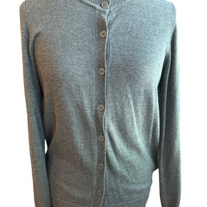 Nicole Miller gray cardigan sweater with small flecks of shimmer. Size small.